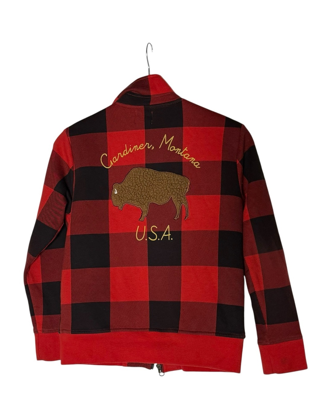 Crewcuts Buffalo Plaid Embroidered Sherpa Full Zip Sweatshirt Jacket Size 12